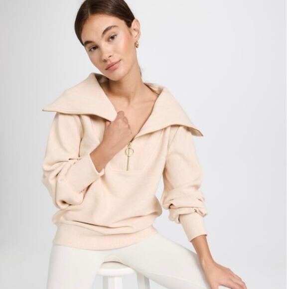 NWT Varley Vine Half-Zip Pullover Sweater Oatmeal Marl Size XS - Picture 1 of 8